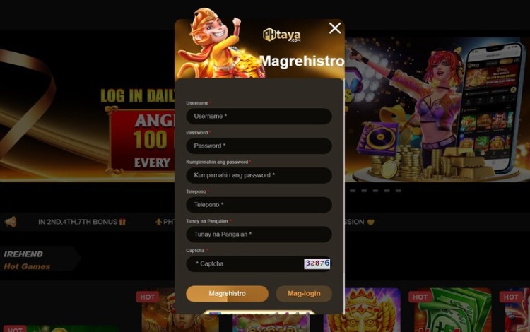 Phtaya gameplay screen with casino lobby and game categories